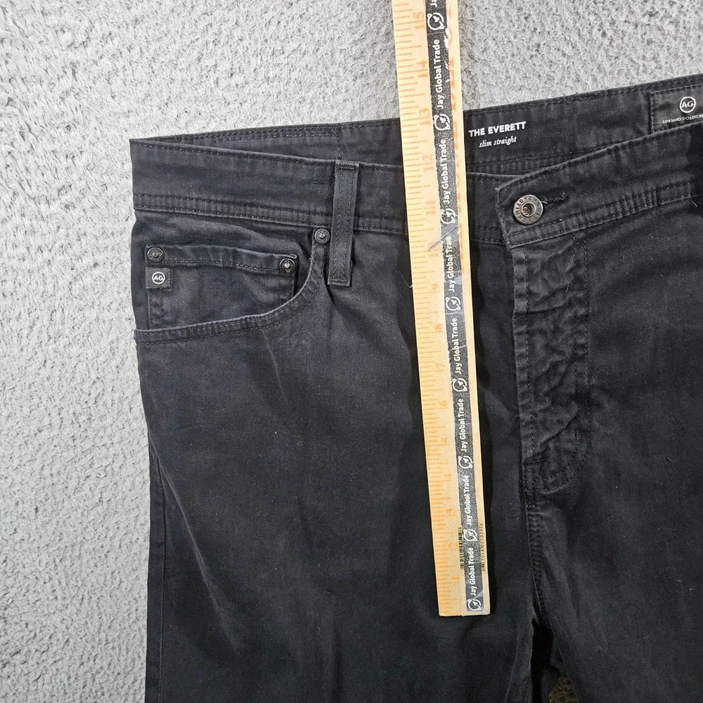 AG Adriano Goldschmied The Everett Slim‎ Straight Black Pants 38x32